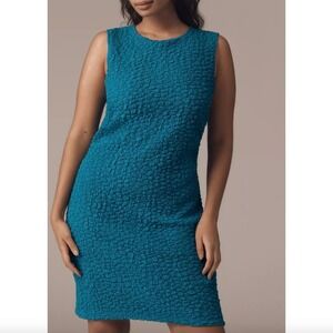 By Anthropologie Textured Mini Shift Dress in Blue Size Extra Large